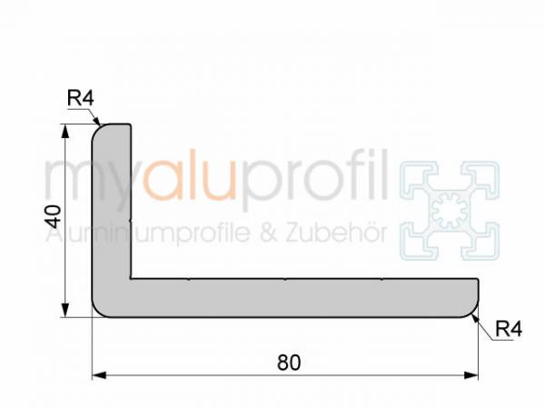 Aluminum profile M W 80x40x8 E I type